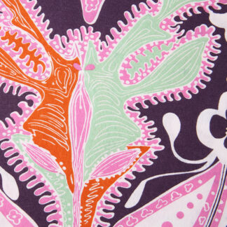 linen cotton retro print in lime